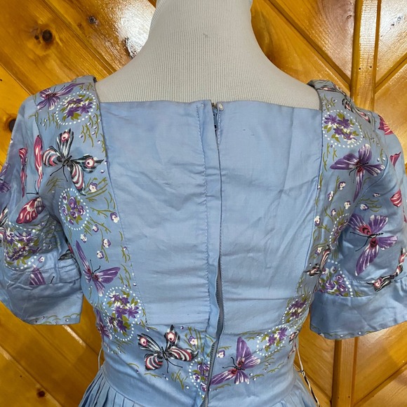 Vintage 1950s NWT Prentiss Lane Dorothy Burns Butterfly Floral Dress 11 ILGWU - Picture 8 of 13